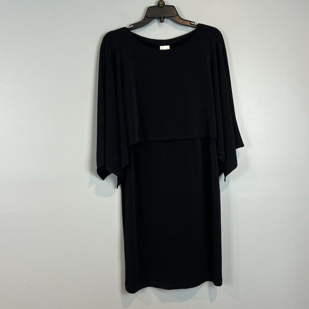Chicos Small‎ Black Dress Convertible Wear 3 Way Styling Solid Cape NWT $119